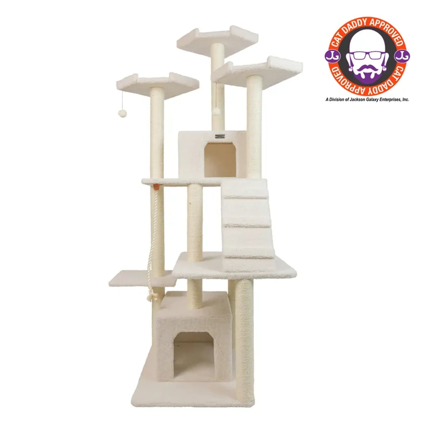 Real Wood B8201 Classic Ivory Cat Tree Multi Levels W Ramp