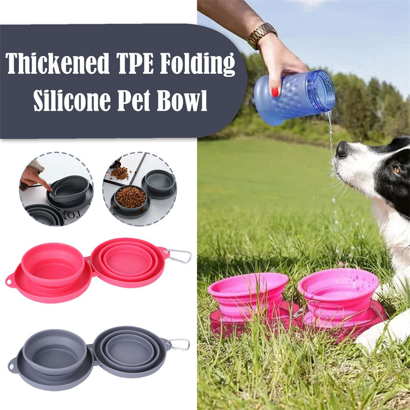Portable Double Pet Bowl | TPE & Folding Silicone | Travel-Friendly, 16×4.5×18cm
