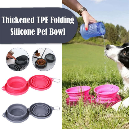 Portable Double Pet Bowl | TPE & Folding Silicone | Travel-Friendly, 16×4.5×18cm