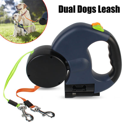 Dual Retractable Dog Leash | ABS Design | Reflective & Durable, 3M per Leash