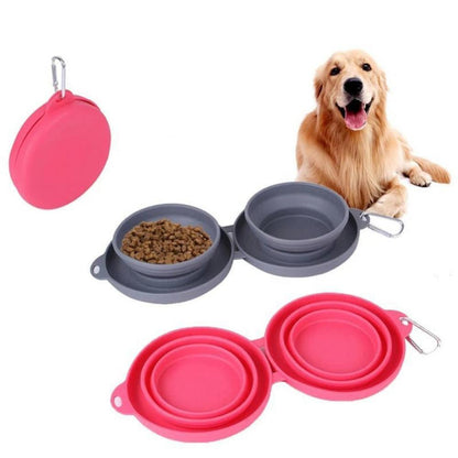 Portable Double Pet Bowl | TPE & Folding Silicone | Travel-Friendly, 16×4.5×18cm