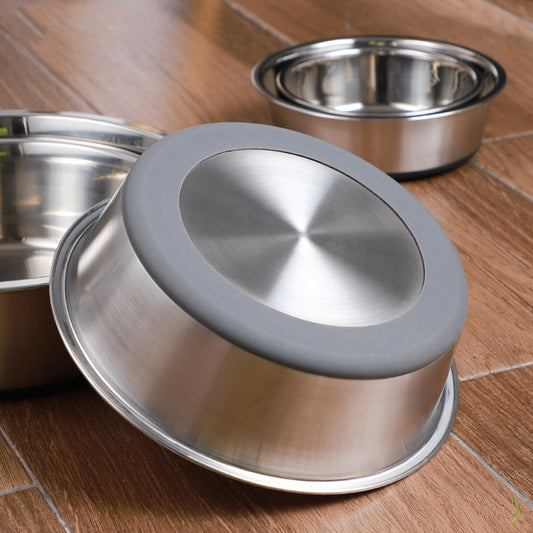Stainless Steel Pet Bowl with Silicone Base – Non-Slip Dog & Cat Food Bowl