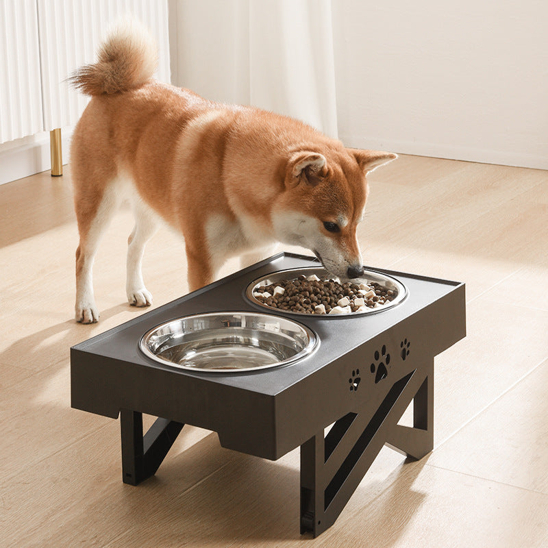 Dog Food Bowl | Plastic Design | Height-Adjustable & Comfortable Dining, 440×274.8×288mm