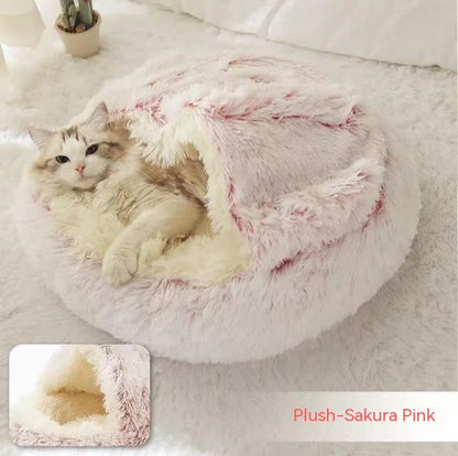 Pet Bed for Cats & Dogs | 2-in-1 Plush Convertible & Cozy Sleeping Spot, Small-Large