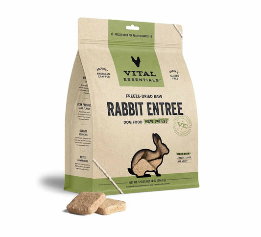 Rabbit Mini Patties Dog Food | Freeze-Dried Raw Rabbit | High Protein, Nutrient-Rich | Mini Size
