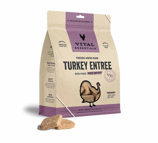 Vital Essentials(R) Turkey Entree | Mini Patties Dog Food | Raw Turkey | High Protein, Mini Size