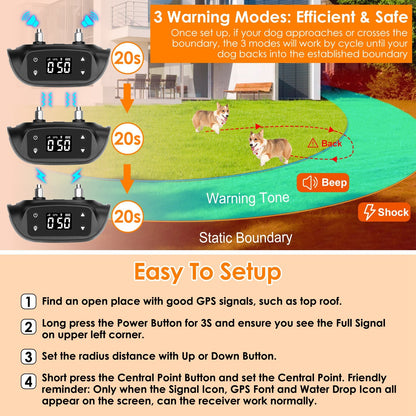 Dog GPS Tracker | ABS & PU Design | Wireless Portable Fence & Accurate Location, 59cm