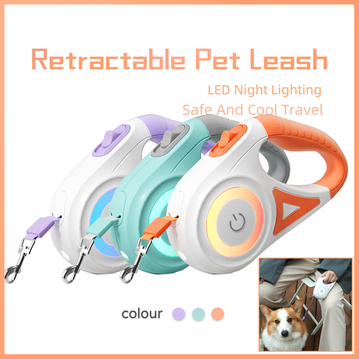 Dog Leash with Collar | ABS Explosion-Proof Design | Retractable & Durable