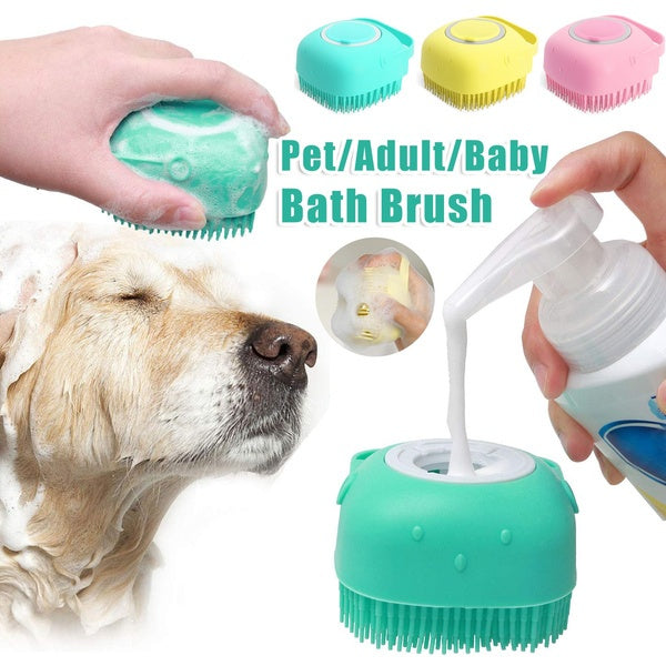 Dog Bath Brush | Silicone | Massage & Shampoo Dispenser, 7.9×8.5×5.5cm