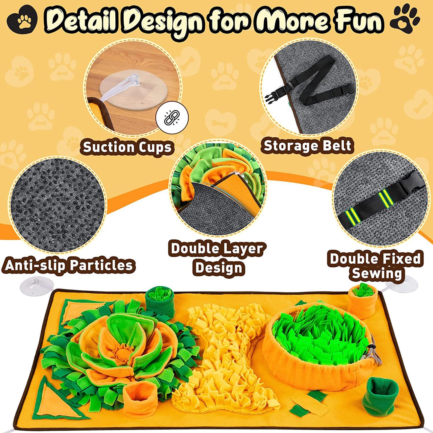 Dog Snuffle Mat | Plush Design | Large Interactive Slow Feeder & Stress-Relief Toy | 78×59cm