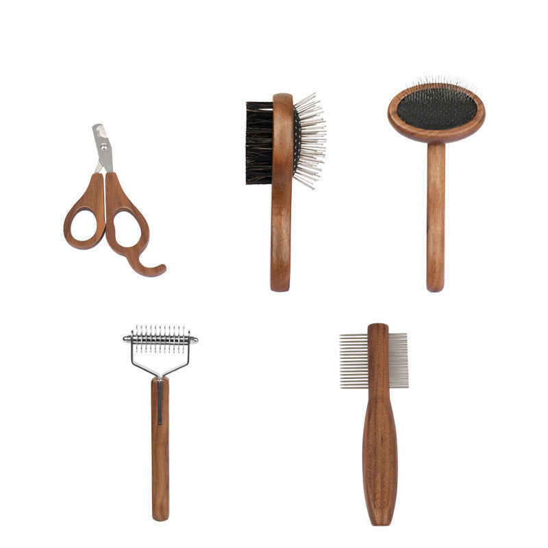 Pet Grooming Comb Set | Wood Design | Complete Grooming Kit for Dogs & Cats