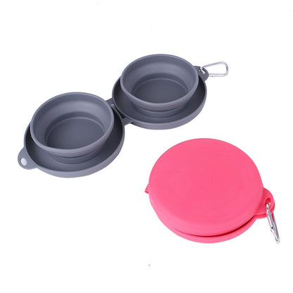 Portable Double Pet Bowl | TPE & Folding Silicone | Travel-Friendly, 16×4.5×18cm