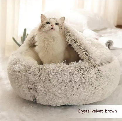 Pet Bed for Cats & Dogs | 2-in-1 Plush Convertible & Cozy Sleeping Spot, Small-Large