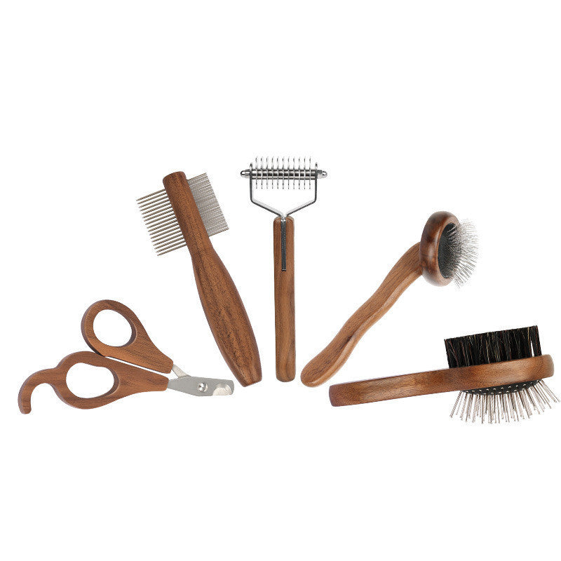 Pet Grooming Comb Set | Wood Design | Complete Grooming Kit for Dogs & Cats
