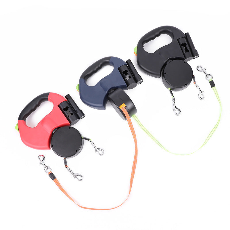 Dual Retractable Dog Leash | ABS Design | Reflective & Durable, 3M per Leash