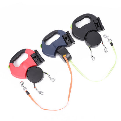 Dual Retractable Dog Leash | ABS Design | Reflective & Durable, 3M per Leash