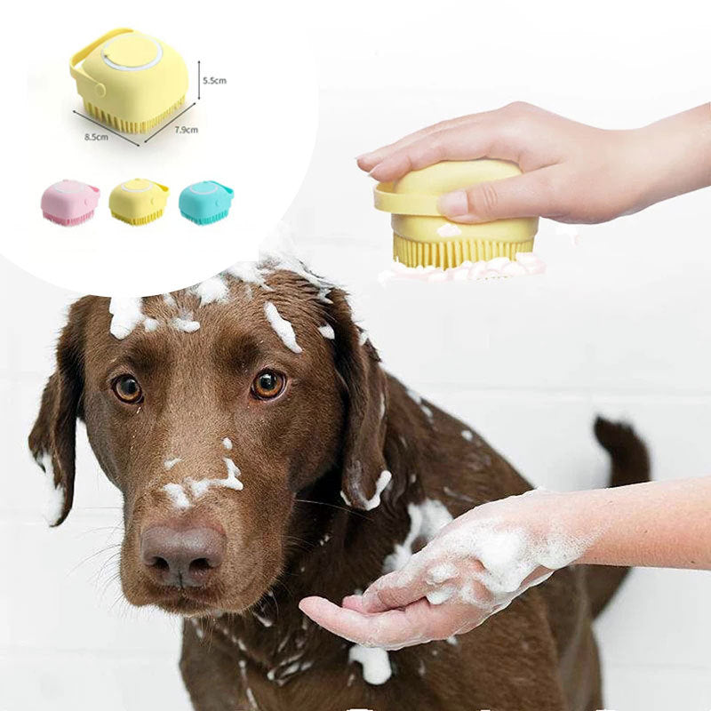 Dog Bath Brush | Silicone | Massage & Shampoo Dispenser, 7.9×8.5×5.5cm