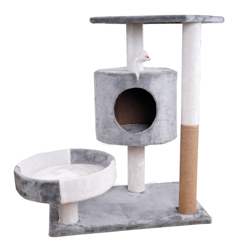 Cat Tree | Plush Fabric Design | Climbing Frame with Nest & Scratch Board | 30×50×90cm