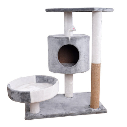 Cat Tree | Plush Fabric Design | Climbing Frame with Nest & Scratch Board | 30×50×90cm