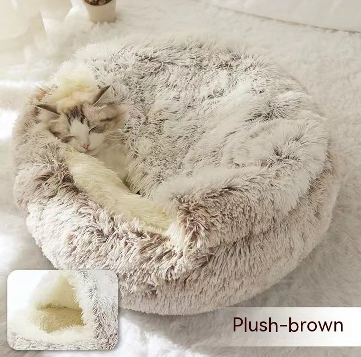 Pet Bed for Cats & Dogs | 2-in-1 Plush Convertible & Cozy Sleeping Spot, Small-Large