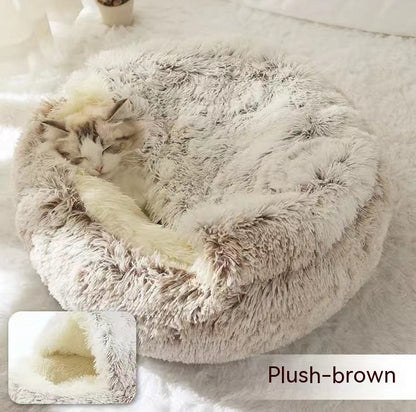Pet Bed for Cats & Dogs | 2-in-1 Plush Convertible & Cozy Sleeping Spot, Small-Large